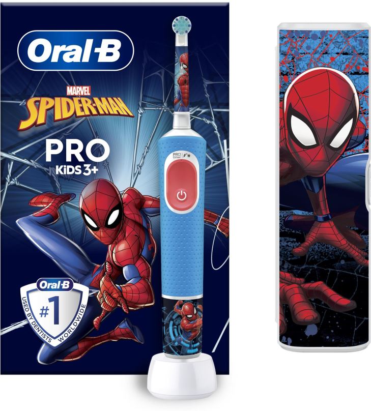 Elektrický zubní kartáček Oral-B Pro Kids Spiderman S Designem Od Brauna s pouzdrem