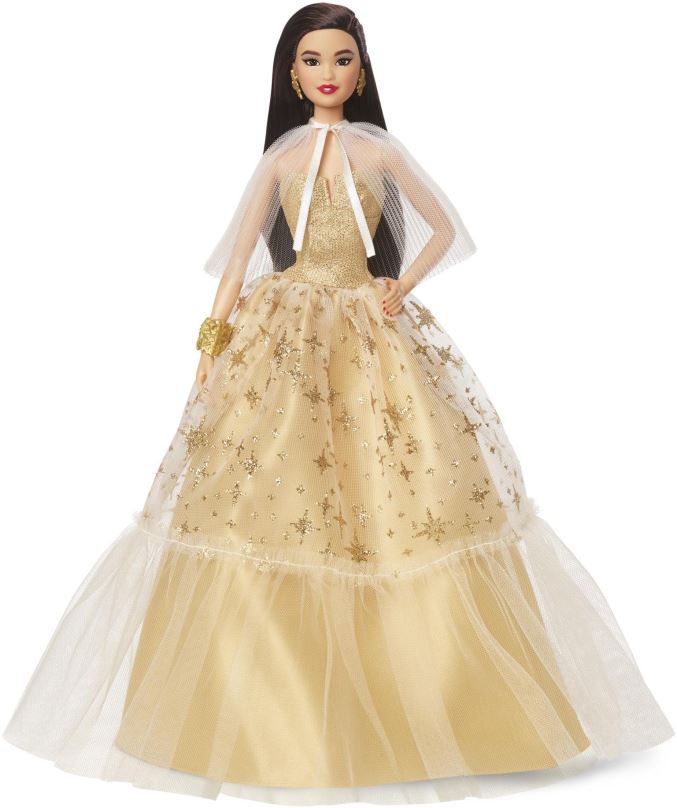 Panenka Barbie Vánoční panenka černovláska 2023