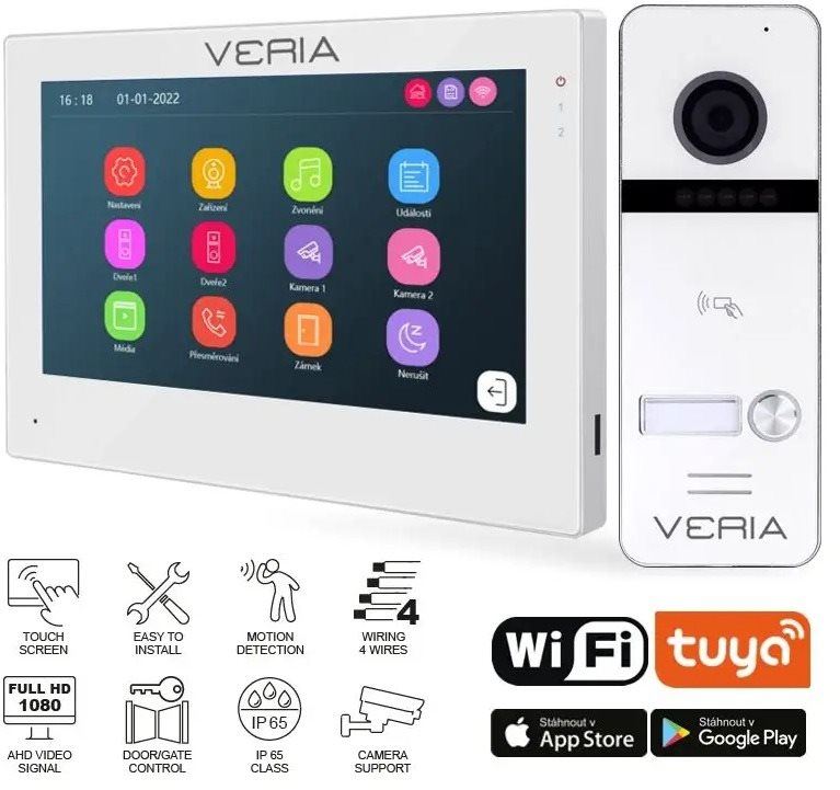 Videotelefon SET Videotelefon VERIA 3001-W (Wi-Fi) bílý + vstupní stanice VERIA 301