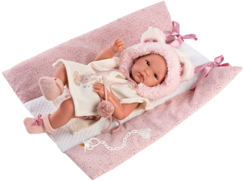 Panenka Llorens 63544 New Born Holčička - realistická panenka miminko s celovinylovým tělem - 35 cm