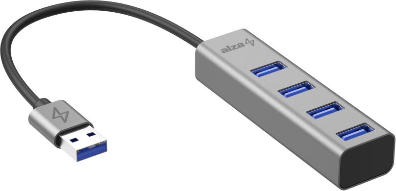 USB Hub AlzaPower AluCore USB-A (M) na 4× USB-A (F) vesmírně šedá
