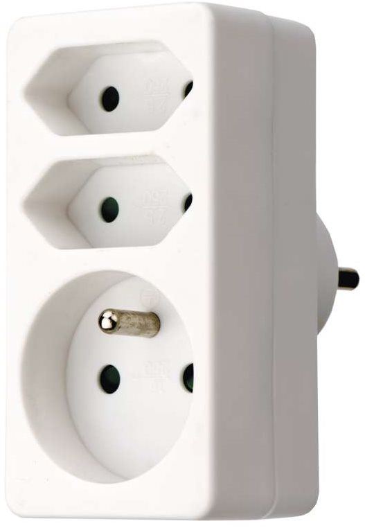 Rozbočovač EMOS Rozbočovací zásuvka 2x plochá + 1x kulatá, bílá