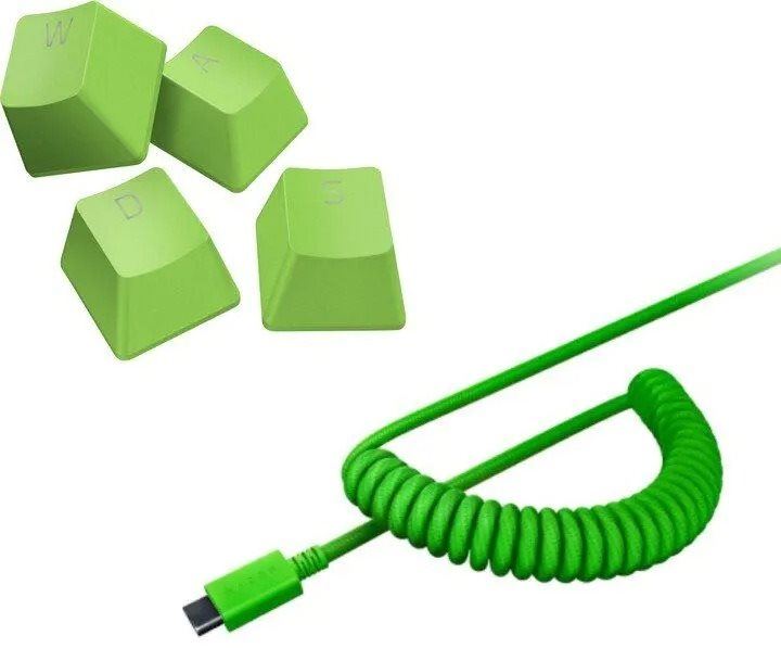 Herní set Razer PBT Keycap + Coiled Cable Upgrade Set - Green - US/UK
