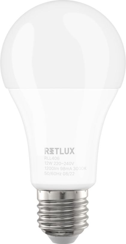 LED žárovka RETLUX RLL 406 A60 E27 bulb 12W WW