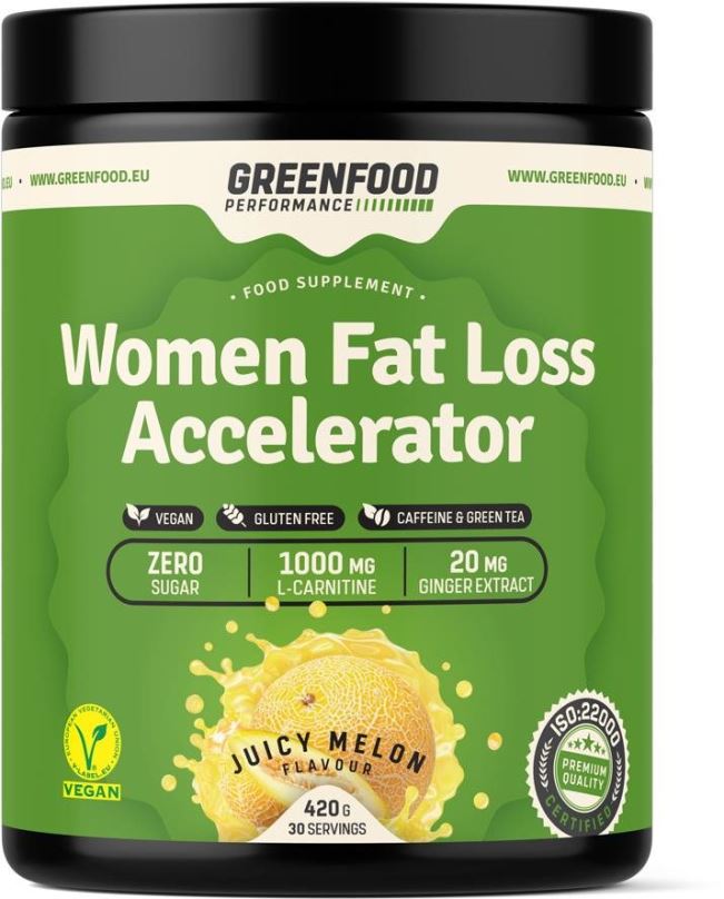 Spalovač tuků GreenFood Nutrition Performance Women Fat Loss Accelerator Juicy melon 420g