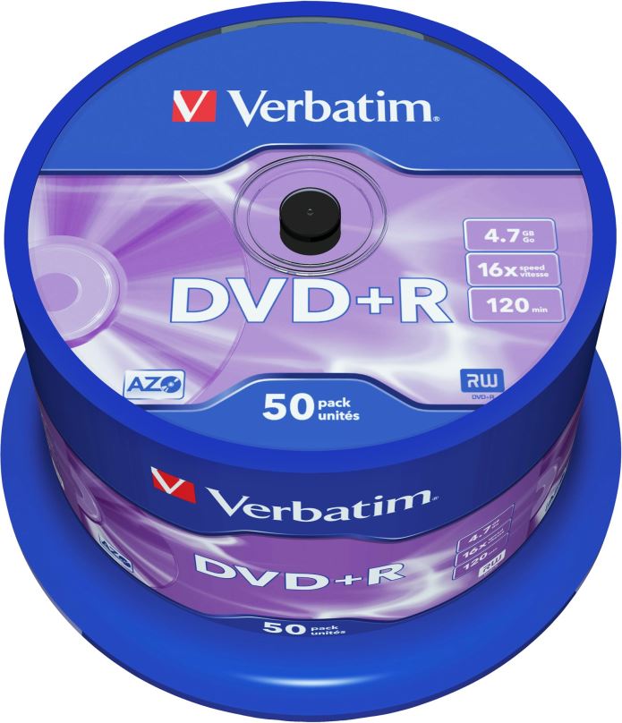 Média VERBATIM DVD+R AZO 4,7GB, 16x, spindle 50 ks