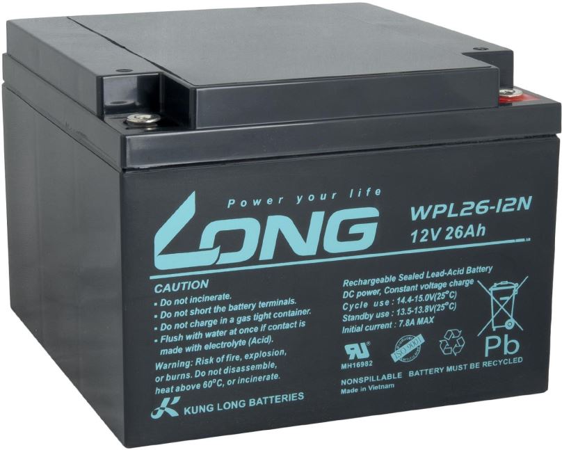 Baterie pro záložní zdroje Long baterie 12V 26Ah M5 LongLife 12 let (WPL26-12N)
