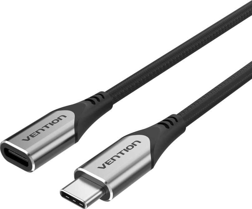 Datový kabel Vention Nylon Braided Type-C (USB-C) Extension Cable (4K / PD / 60W / 5Gbps / 3A) 1m Gray