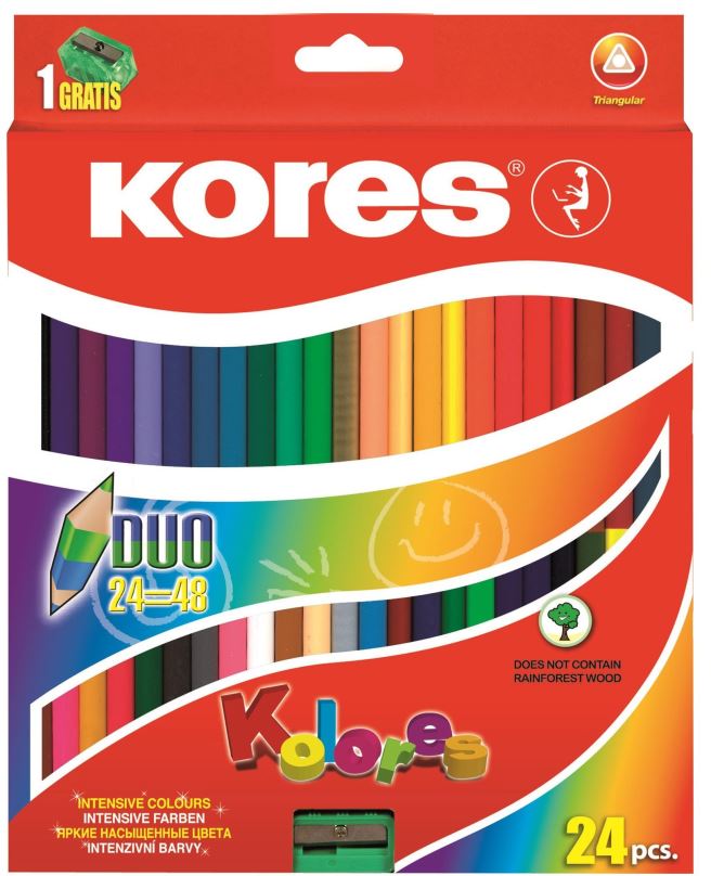 Pastelky KORES KOLORES DUO trojhranné oboustranné 24 ks (48 barev)