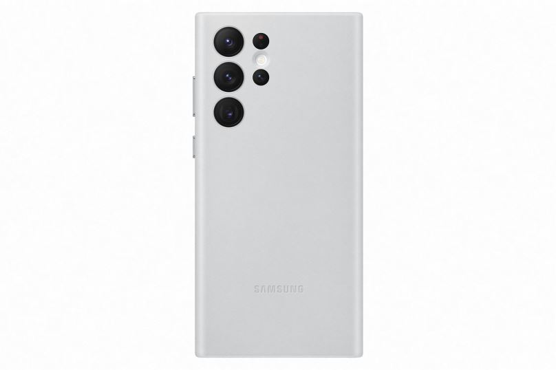 Kryt na mobil Samsung Galaxy S22 Ultra 5G Kožený zadní kryt světle šedý