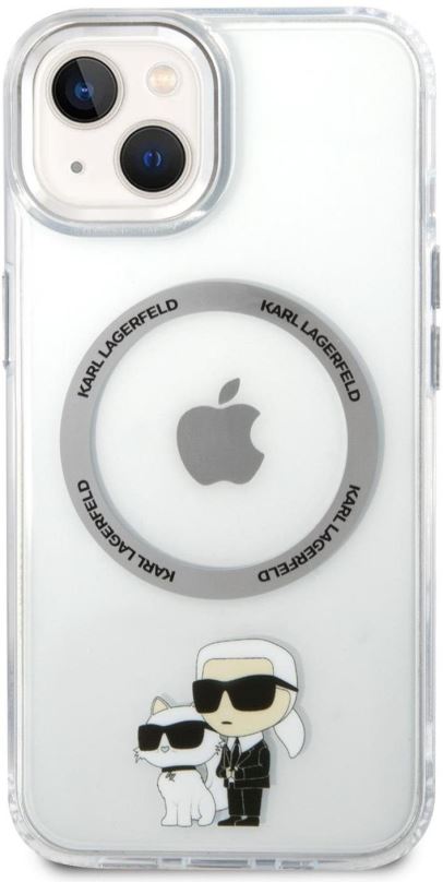 Kryt na mobil Karl Lagerfeld IML Karl and Choupette NFT MagSafe Zadní Kryt pro iPhone 14 Transparent