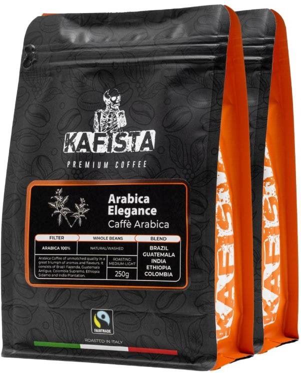 Káva Kafista Zrnková Káva "Arabica Elegance" – 100% Arabica směs, Pražená v Itálii 2 x 250 g