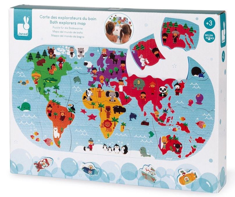 JANOD Puzzle do vany Mapa světa 28 dílků