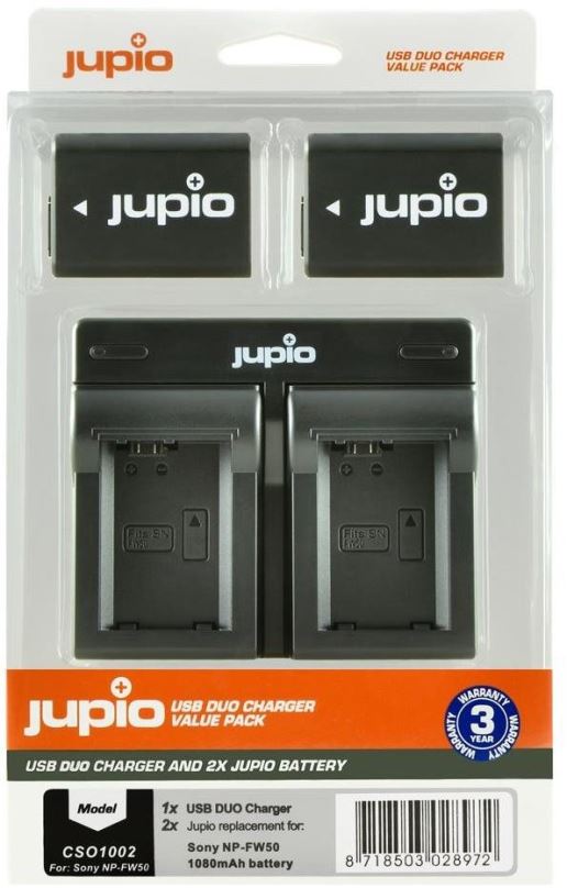 Baterie pro fotoaparát Jupio 2x NP-FW50 - 1030 mAh + duální nabíječka