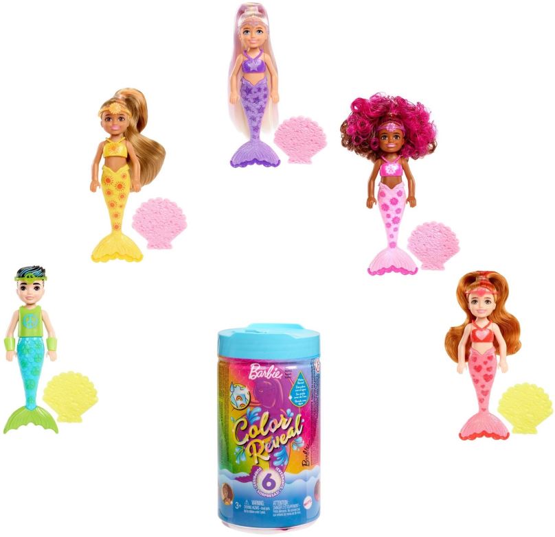 Panenka Barbie Color Reveal Chelsea Duhová Mořská Panna