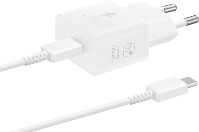 Nabíječka do sítě Samsung nabíjecí adaptér USB-C (25W) bílý s kabelem v balení