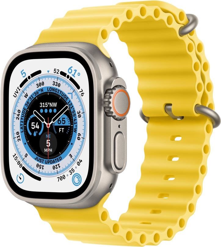 Chytré hodinky Apple Watch Ultra 49mm titanové pouzdro se žlutým oceánským řemínkem