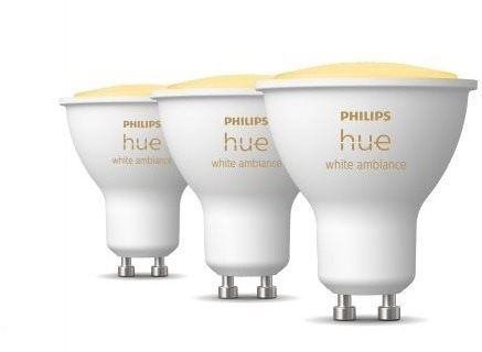 Philips Hue 8719514342804 LED žárovky 3x4,3W | GU10 | 350lm | 2200-6500K - set 3 ks, stmívatelné, Bluetooth, White Ambiance