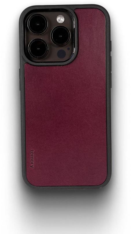 Kryt na mobil Lemory iPhone 15 Pro Max kožený kryt s podporou MagSafe purpurový