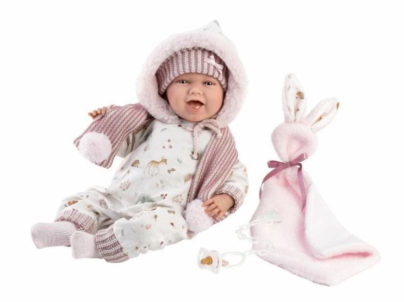 Panenka Llorens 74030 New Born - realistická panenka se zvuky a měkkým látkovým tělem - 42 cm