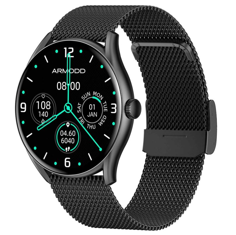 Chytré hodinky ARMODD Roundz 5 černá, kovový + silikonový řemínek
