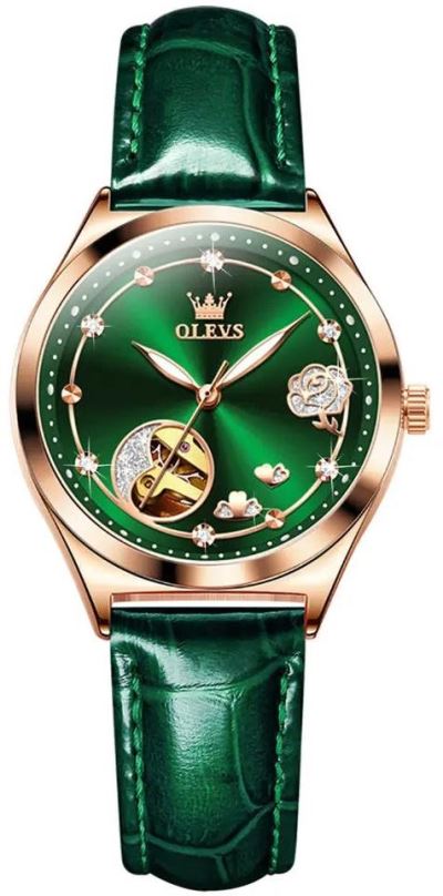 Dámské hodinky OLEVS Green Tiny Rose 6601
