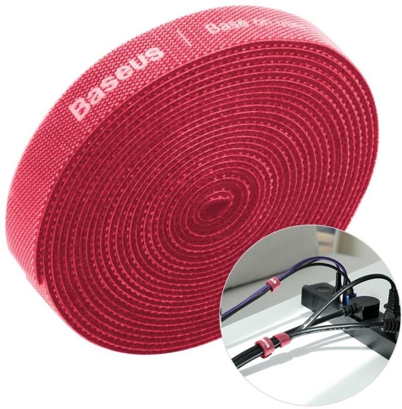 Organizér kabelů Baseus Rainbow Circle Velcro Straps 3m Red