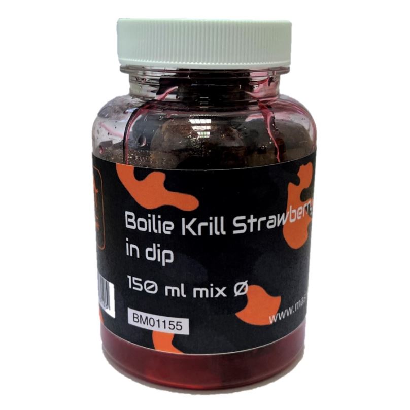 Mastodont Baits Boilies in dip Krill Strawberry Bergamot 150ml mix Ø