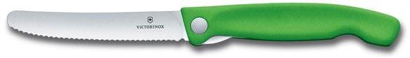 Kuchyňský nůž Victorinox skládací svačinový nůž Swiss Classic, zelený, vlnkované ostří 11cm