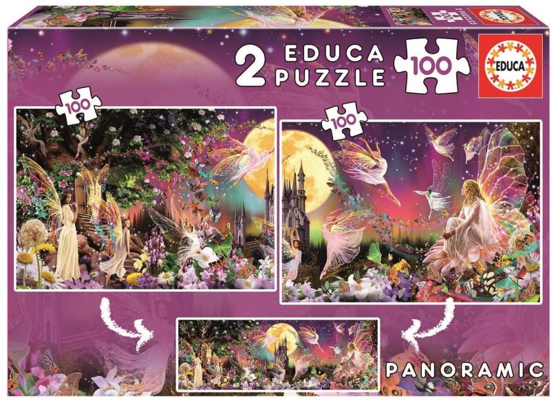 Puzzle Educa Puzzle Panorama Pohádkové víly 2x100 dílků