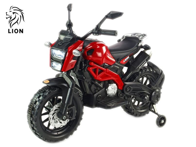 Elektrická motorka terénní pro děti Lion, červená