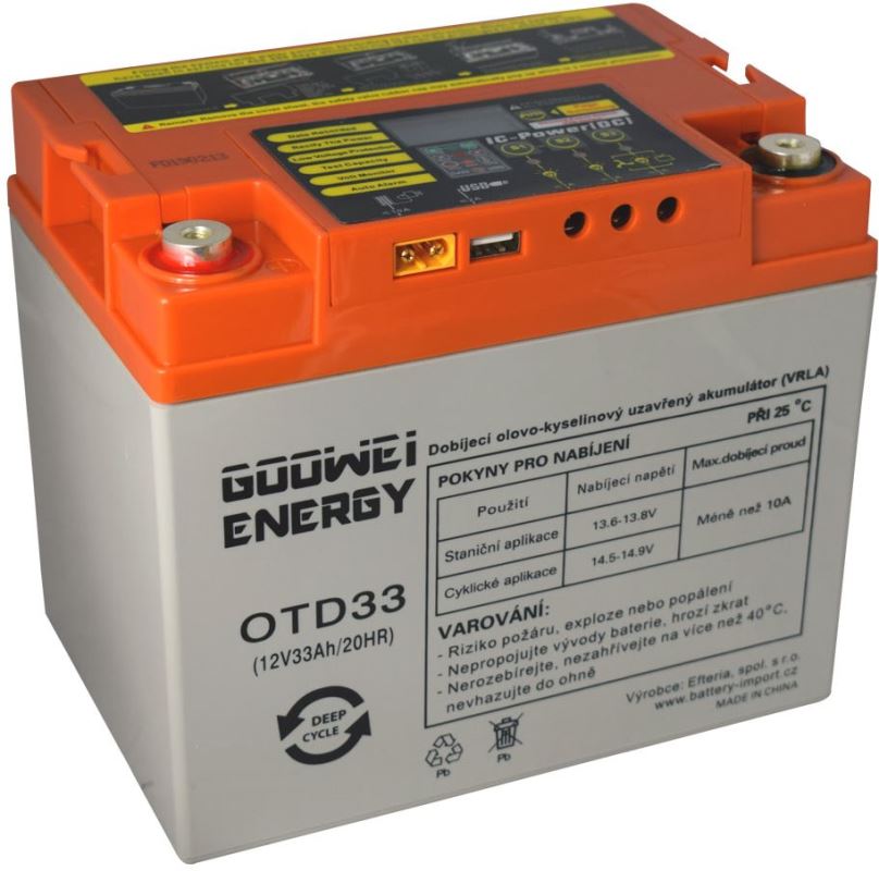 Trakční baterie GOOWEI ENERGY OTD33-12, baterie 12V, 33Ah, DEEP CYCLE