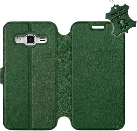 Kryt na mobil Flip pouzdro na mobil Samsung Galaxy J3 2016 - Zelené - kožené -   Green Leather