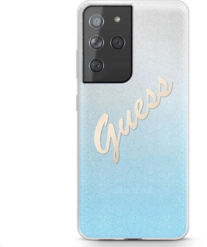 Kryt na mobil Guess TPU Vintage zadní Kryt pro Samsung Galaxy S21 Ultra Gradient Light Blue