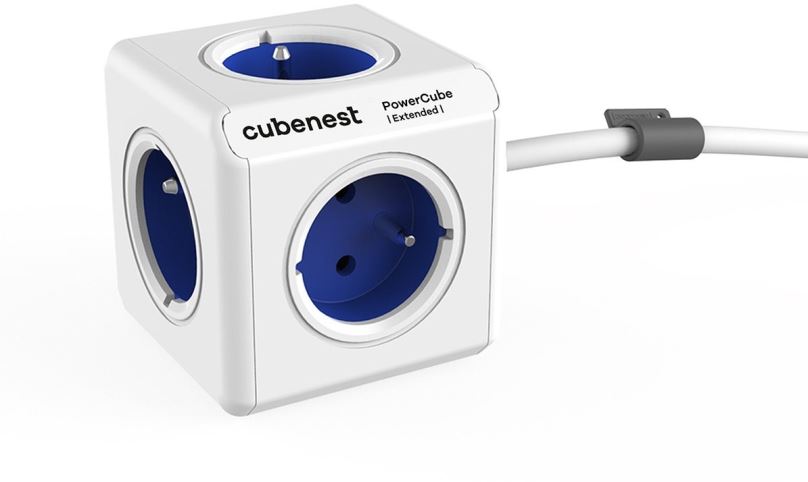 Prodlužovací kabel Cubenest Powercube Extended, 5x zásuvek, 1,5 m, bílá/modrá