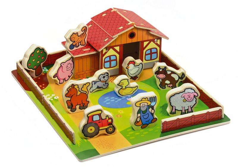 Didaktická hračka Dřevěná farma - Moje první zvířátka 28 dílků