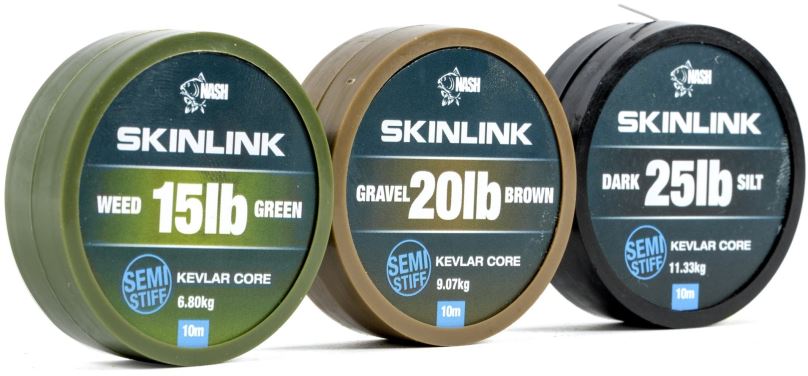 Nash Šňůrka SkinLink Semi-Stiff 10m 20lb Weed Green