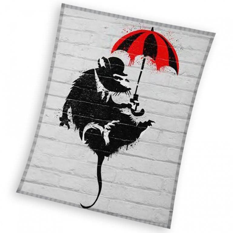 Deka CARBOTEX dětská deka Banksy krysa s deštníkem 150x200 cm