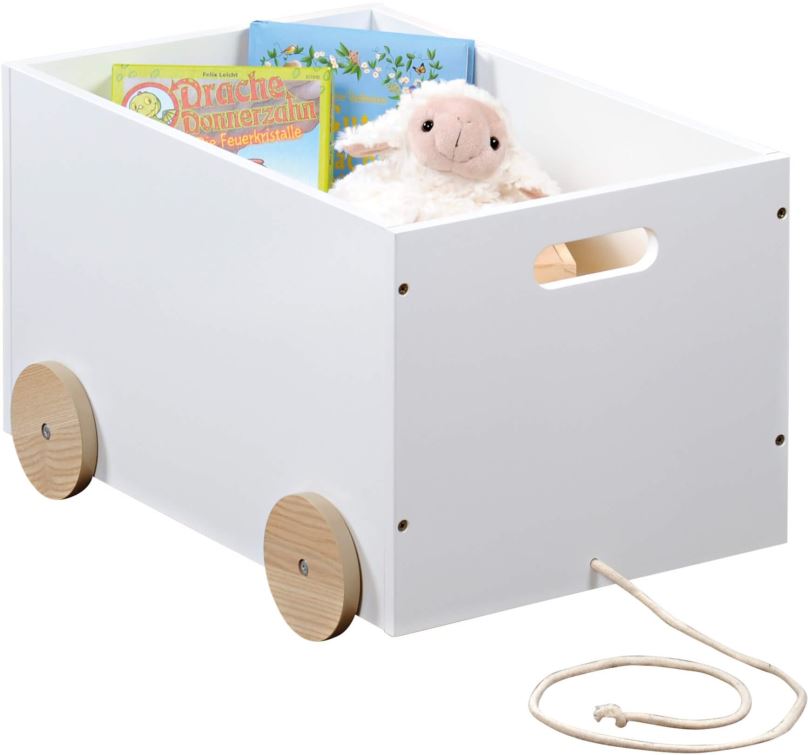 Úložný box kesper Box na hračky s kolečky, bílý 50 x 35 x 30 cm