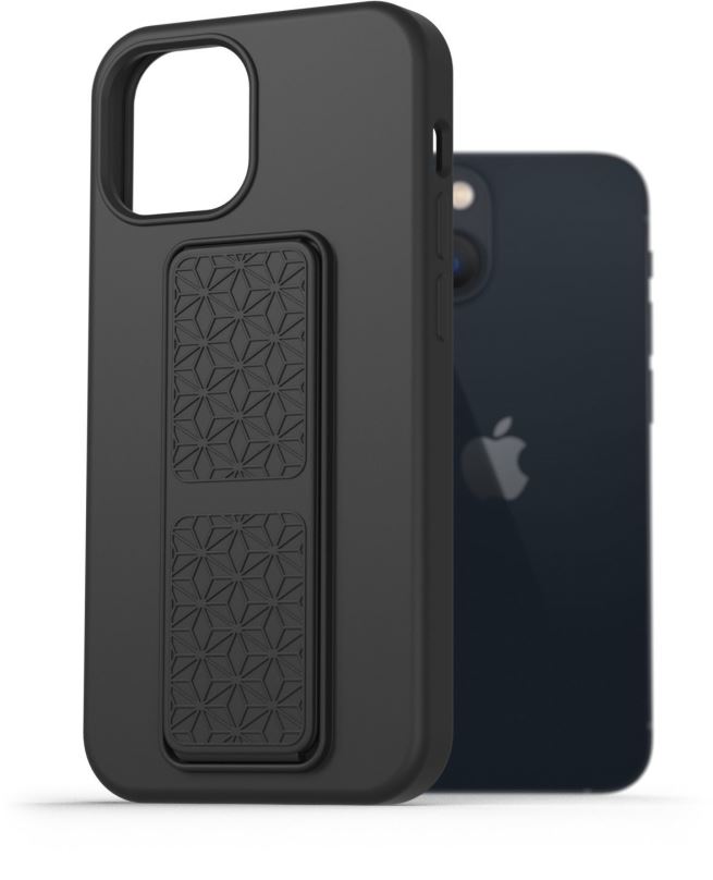 Kryt na mobil AlzaGuard Liquid Silicone Case with Stand pro iPhone 13 Mini černé
