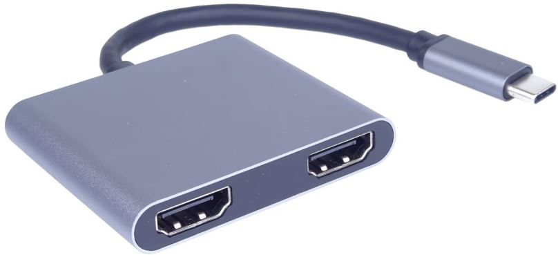Redukce PremiumCord MST adaptér USB-C na 2x HDMI, USB3.0,  PD, rozlišení 4K a FULL HD 1080p,