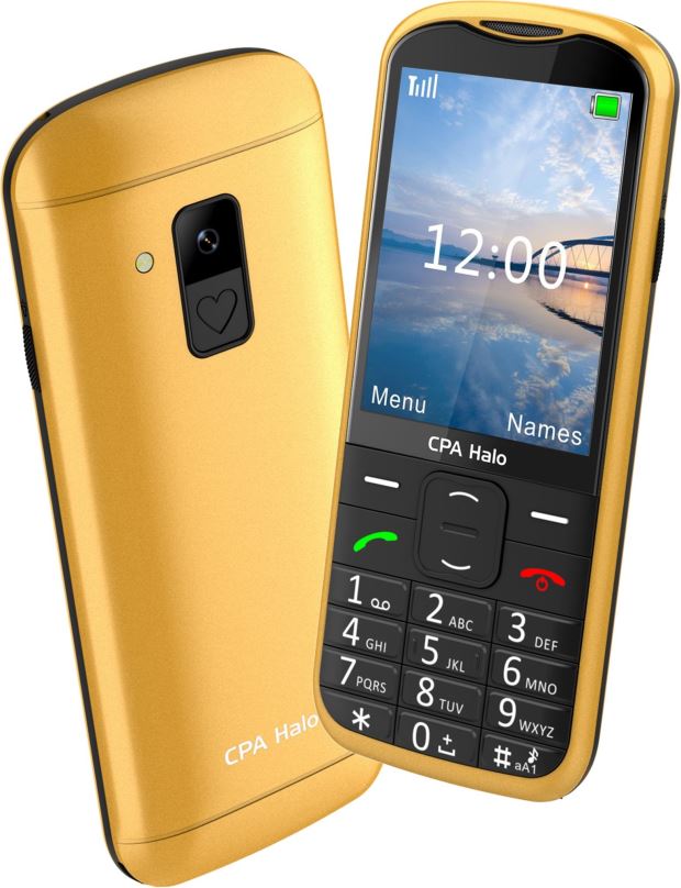 Mobilní telefon CPA Halo 28 Senior zlatý s nabíjecím stojánkem