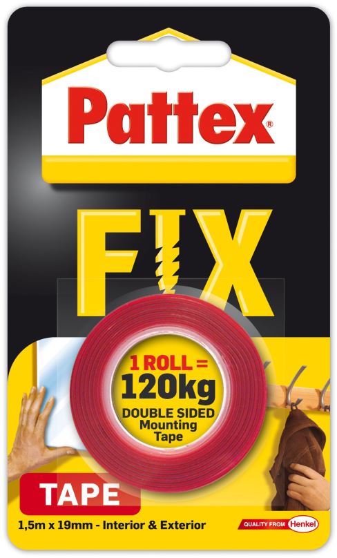 Lepicí páska PATTEX Fix na 120 kg, 1,5 m