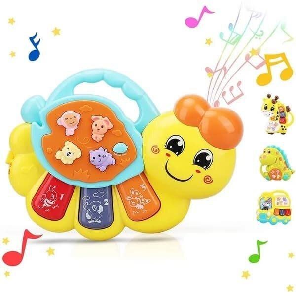 Hudební hračka Bavytoy Interaktivní piánko housenka žlutá