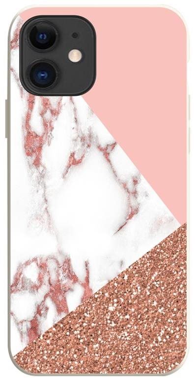 Kryt na mobil TopQ Kryt iPhone 11 Mramor růžový glitter 75343