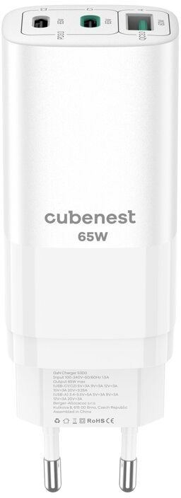 Nabíječka do sítě CubeNest S3D0 GaN Adaptér 65W bílá