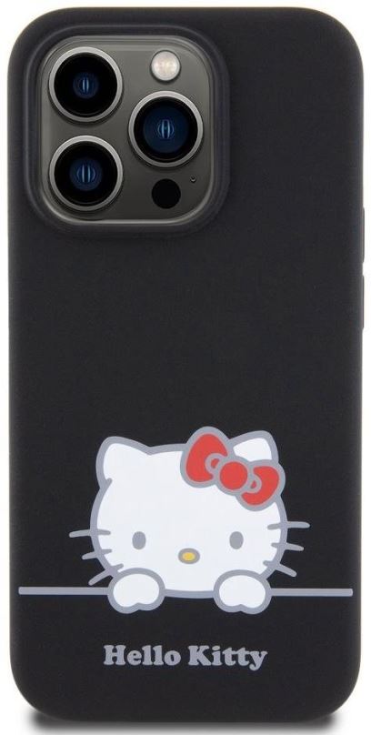 Kryt na mobil Hello Kitty Liquid Silicone Daydreaming Logo Zadní Kryt pro iPhone 15 Pro Black
