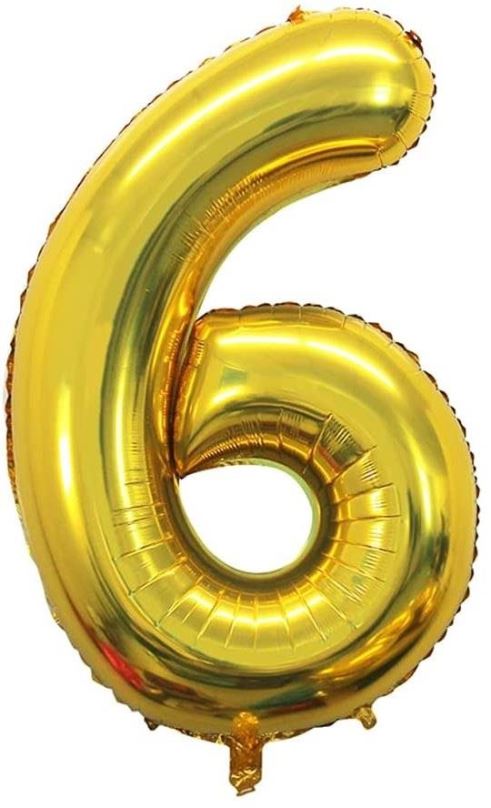 Balonky Atomia fóliový balón narozeninové číslo 6, zlatý 82 cm