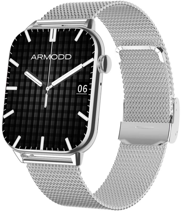 Chytré hodinky ARMODD Prime stříbrná, kovový + silikonový řemínek