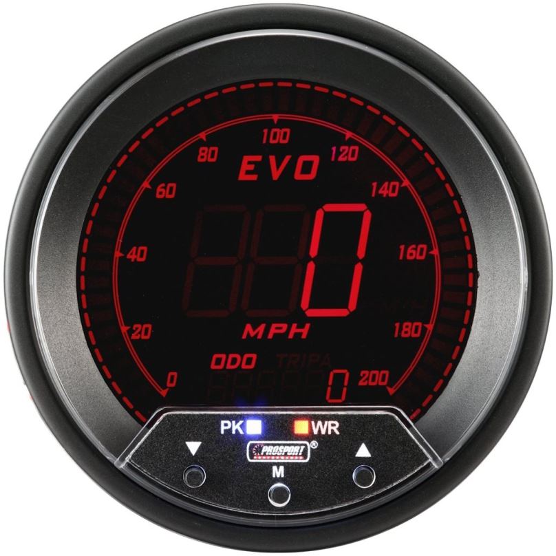 Přídavný budík do auta PROSPORT EVO přídavný 85 mm rychloměr/tachometr s možností měření pomocí GPS